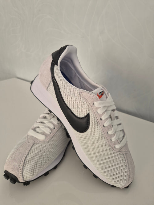 (Neue) NIKE Damen Low-Top-Sneaker Damen Retro Turnschuhe mit Echtleder Lauf-Schuhe  Weiß/Grau 37 1/2
